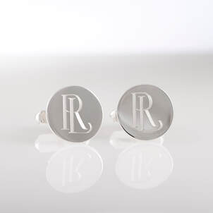 RL initial cufflinks Sterling Silver hand engraved